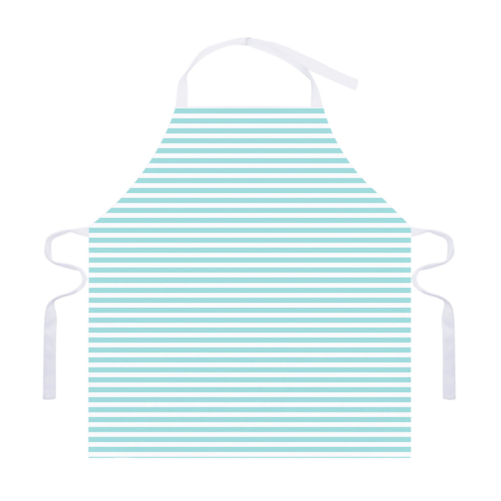 White And Cyan Striped Pattern Print Adjustable Apron