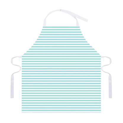 White And Cyan Striped Pattern Print Adjustable Apron