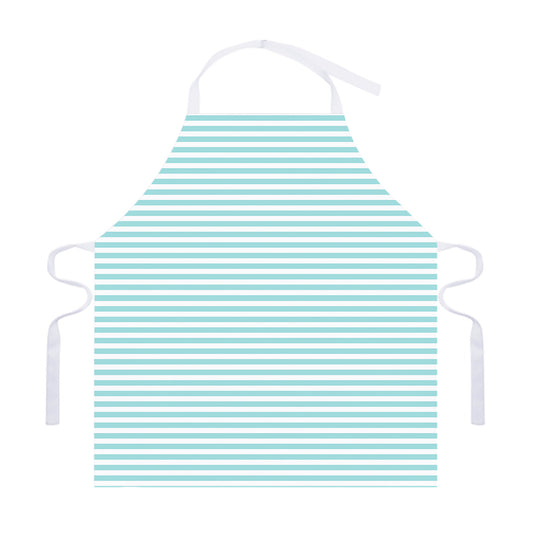White And Cyan Striped Pattern Print Adjustable Apron