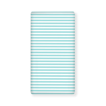 White And Cyan Striped Pattern Print Baby Crib Sheet