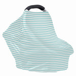 White And Cyan Striped Pattern Print Baby Seat Cover