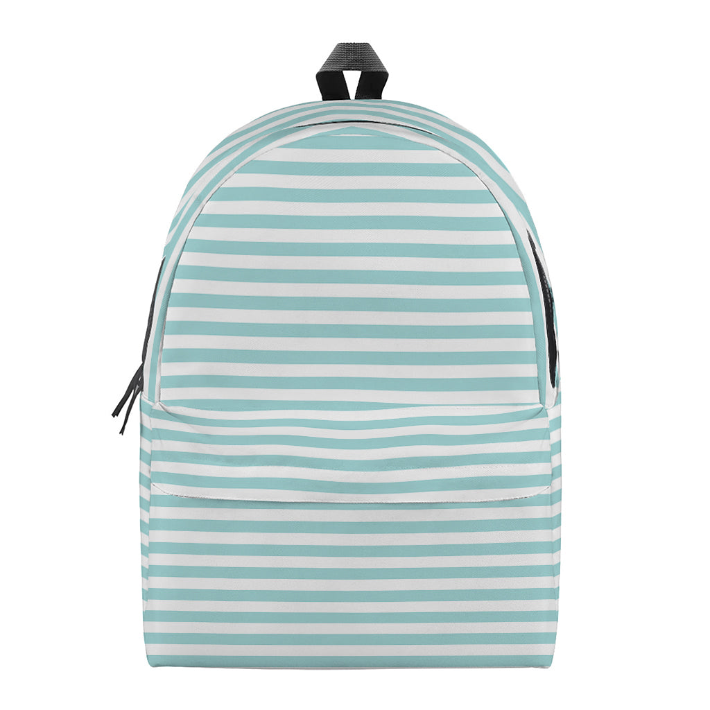 White And Cyan Striped Pattern Print Backpack
