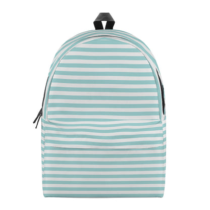 White And Cyan Striped Pattern Print Backpack