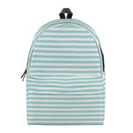 White And Cyan Striped Pattern Print Backpack