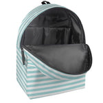 White And Cyan Striped Pattern Print Backpack