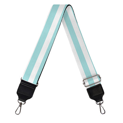 White And Cyan Striped Pattern Print Bag Strap