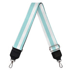 White And Cyan Striped Pattern Print Bag Strap