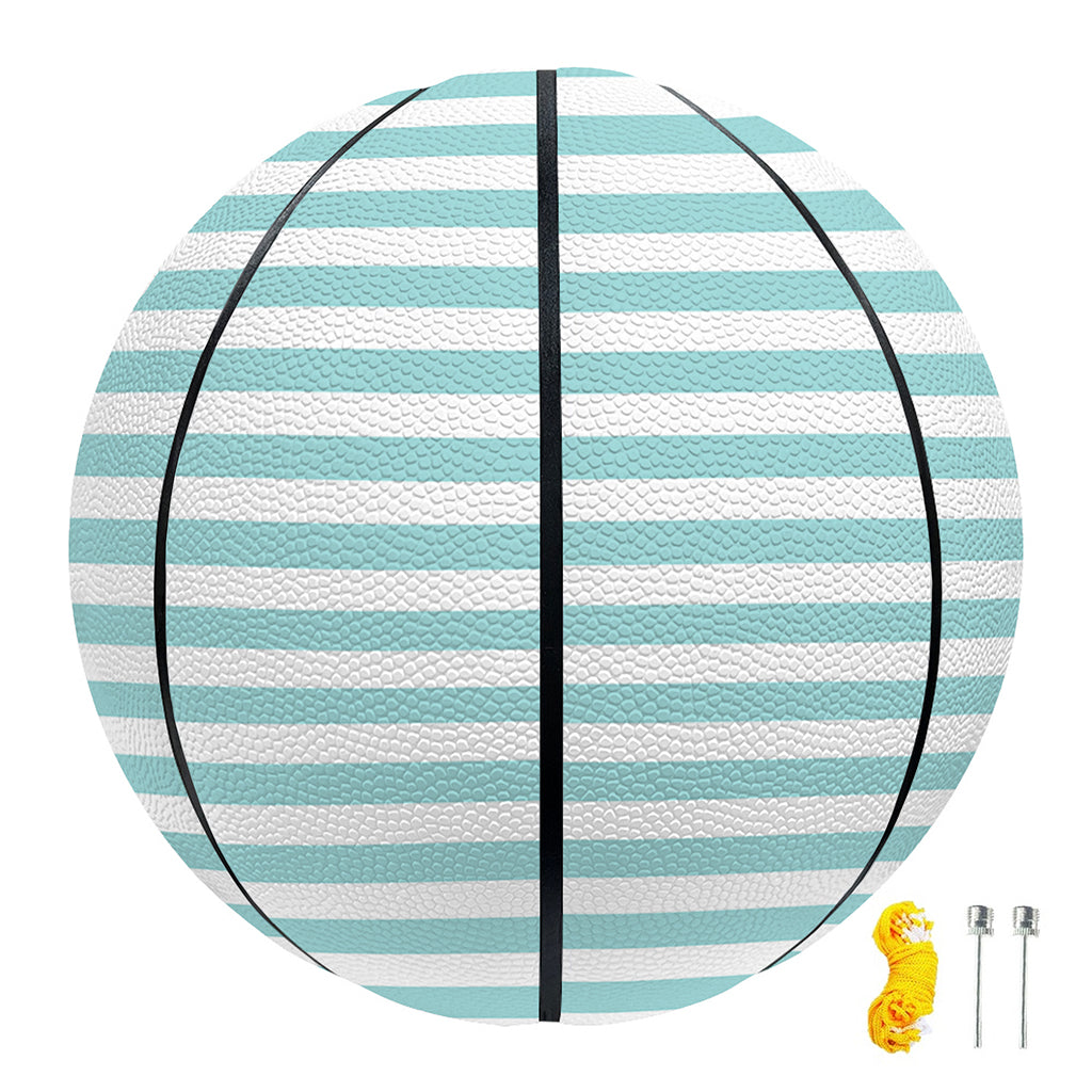White And Cyan Striped Pattern Print Basketball