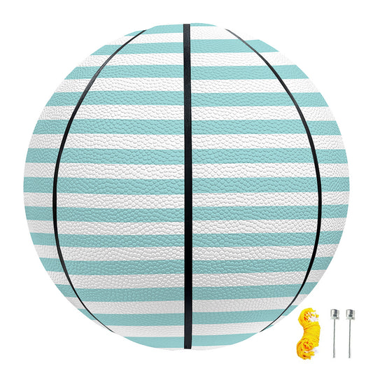 White And Cyan Striped Pattern Print Basketball