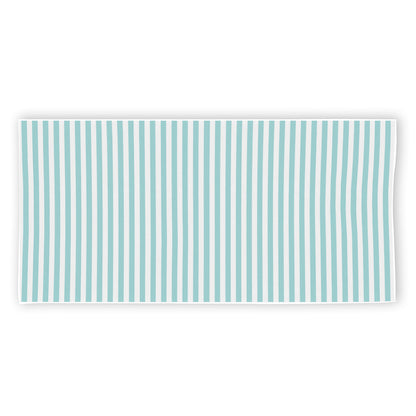 White And Cyan Striped Pattern Print Beach Towel