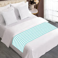 White And Cyan Striped Pattern Print Bed Runner
