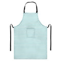 White And Cyan Striped Pattern Print Bib Apron With Pocket
