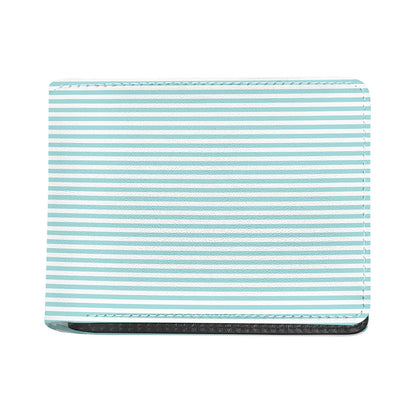White And Cyan Striped Pattern Print Bifold Wallet
