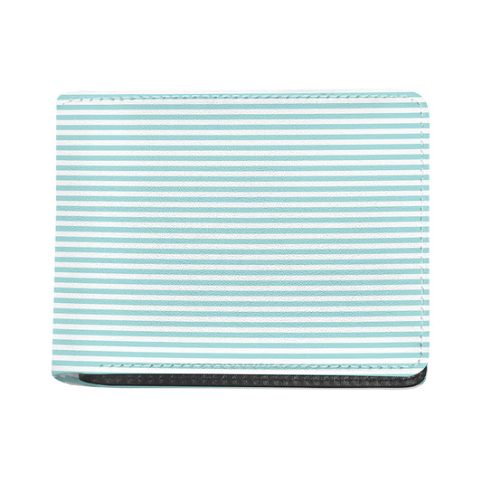 White And Cyan Striped Pattern Print Bifold Wallet