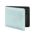 White And Cyan Striped Pattern Print Bifold Wallet