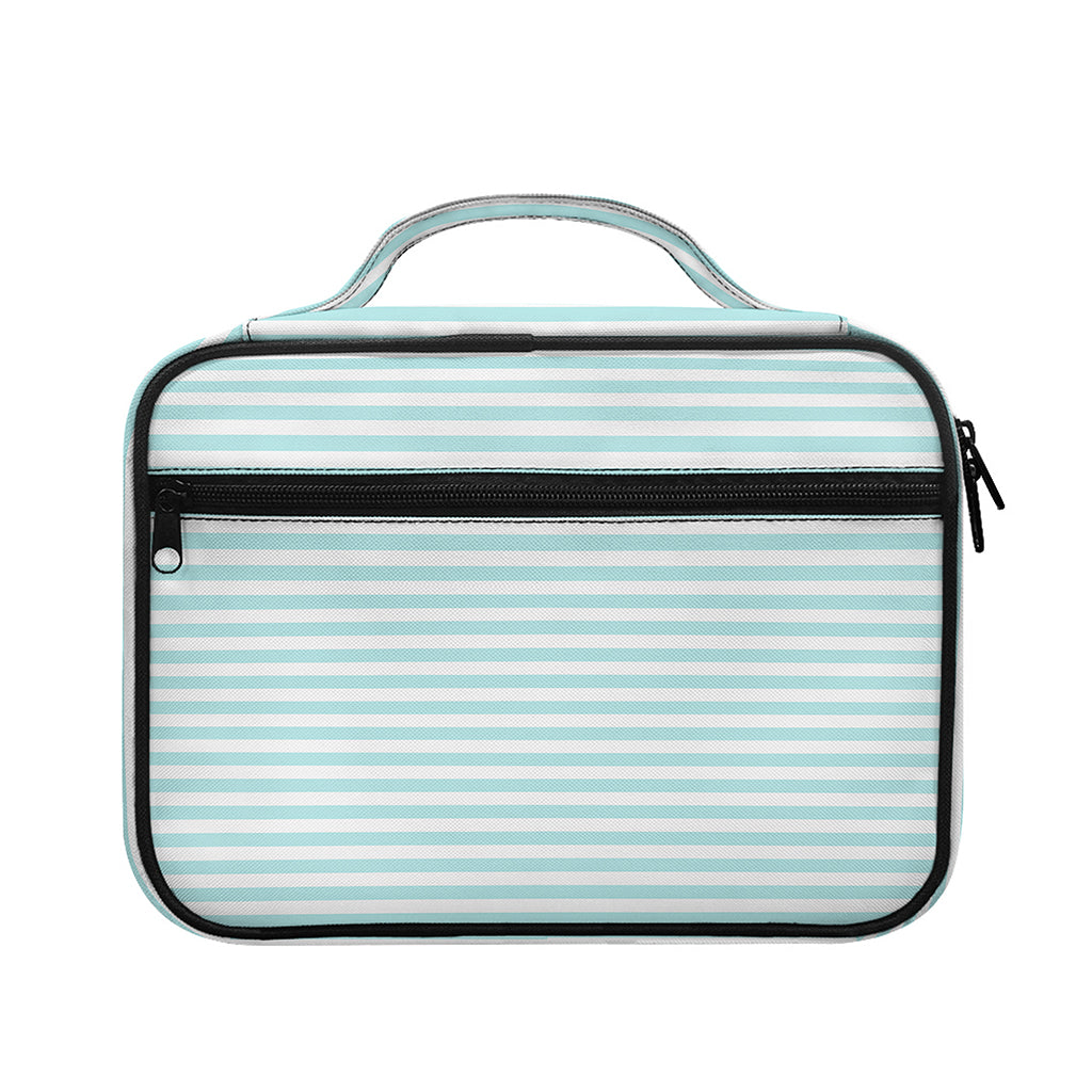 White And Cyan Striped Pattern Print Briefcase Bible Bag