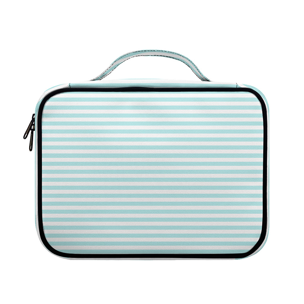 White And Cyan Striped Pattern Print Briefcase Bible Bag