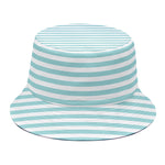 White And Cyan Striped Pattern Print Bucket Hat
