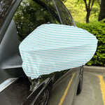 White And Cyan Striped Pattern Print Car Side Mirror Covers