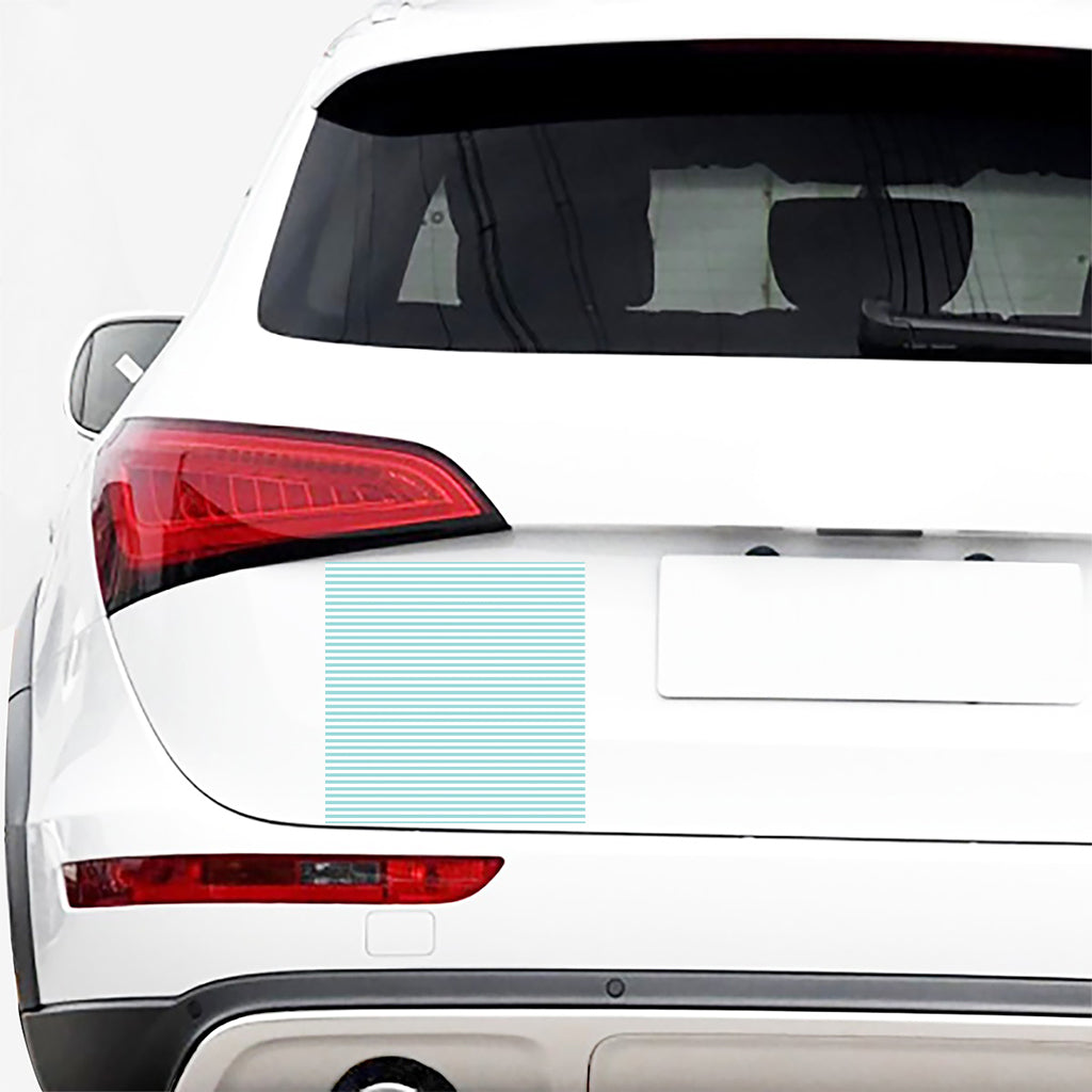 White And Cyan Striped Pattern Print Car Sticker