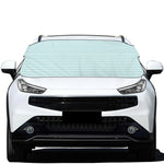 White And Cyan Striped Pattern Print Car Windshield Snow Cover