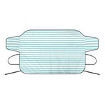 White And Cyan Striped Pattern Print Car Windshield Snow Cover