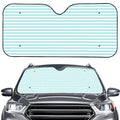 White And Cyan Striped Pattern Print Car Windshield Sun Shade