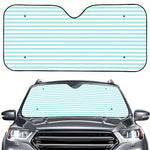 White And Cyan Striped Pattern Print Car Windshield Sun Shade