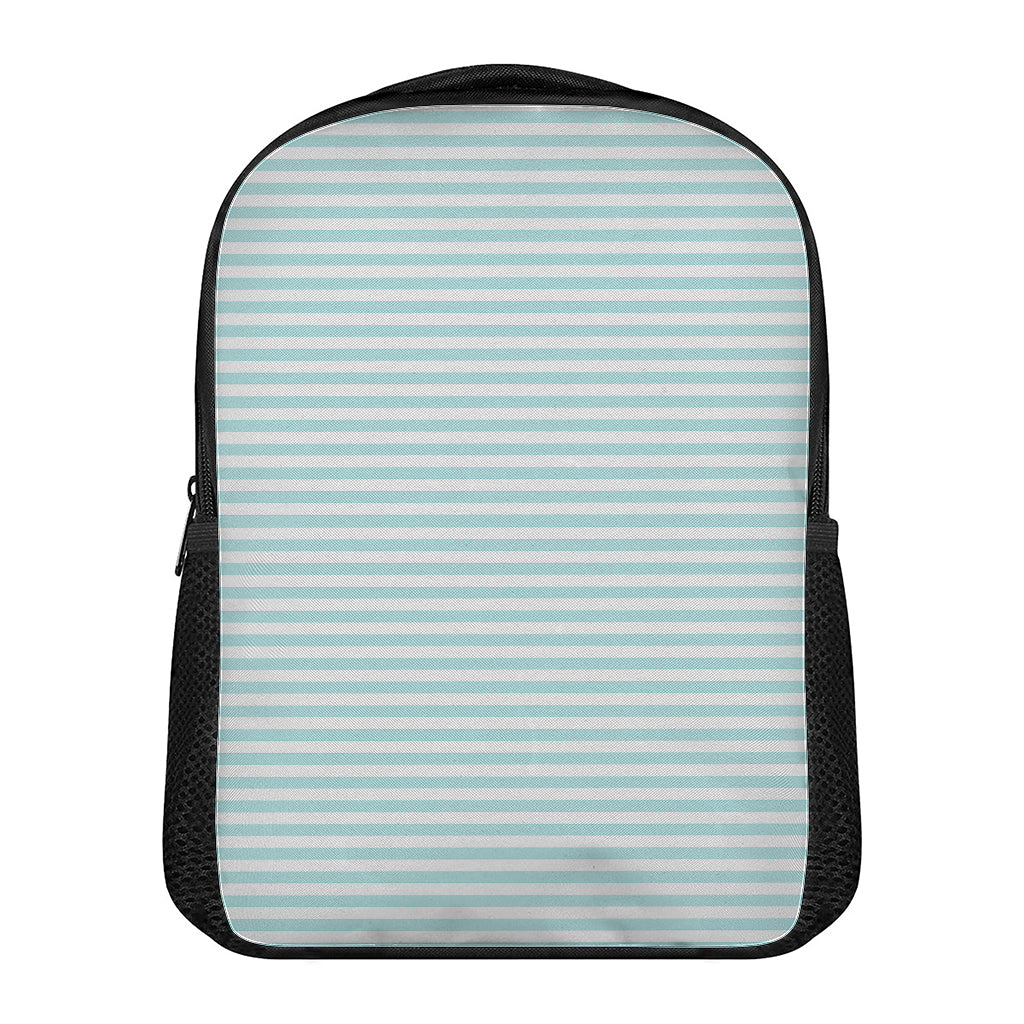 White And Cyan Striped Pattern Print Casual Backpack
