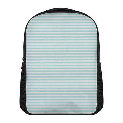 White And Cyan Striped Pattern Print Casual Backpack