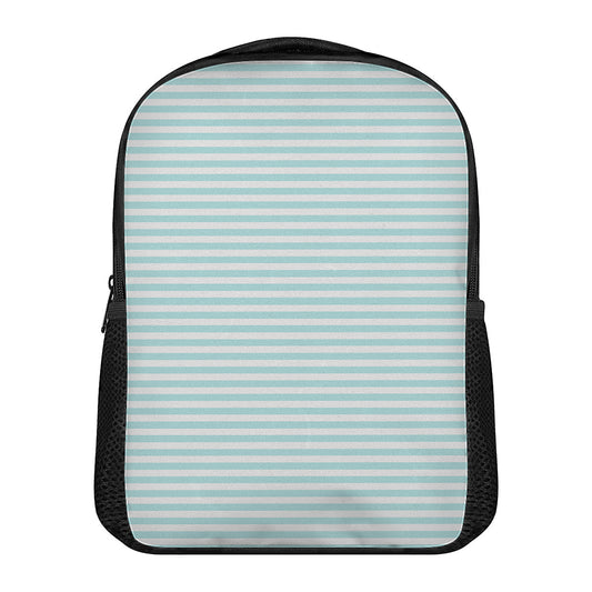 White And Cyan Striped Pattern Print Casual Backpack