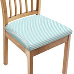White And Cyan Striped Pattern Print Chair Cushion Cover