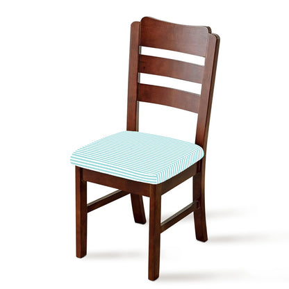White And Cyan Striped Pattern Print Chair Cushion Cover