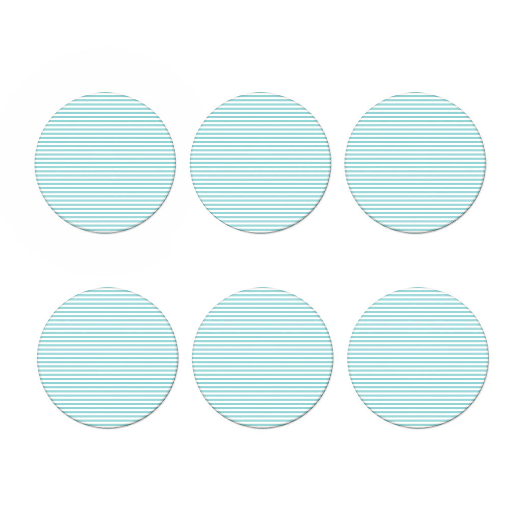 White And Cyan Striped Pattern Print Coaster Set