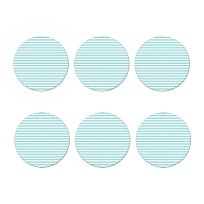 White And Cyan Striped Pattern Print Coaster Set