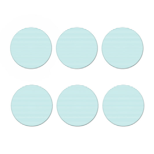 White And Cyan Striped Pattern Print Coaster Set