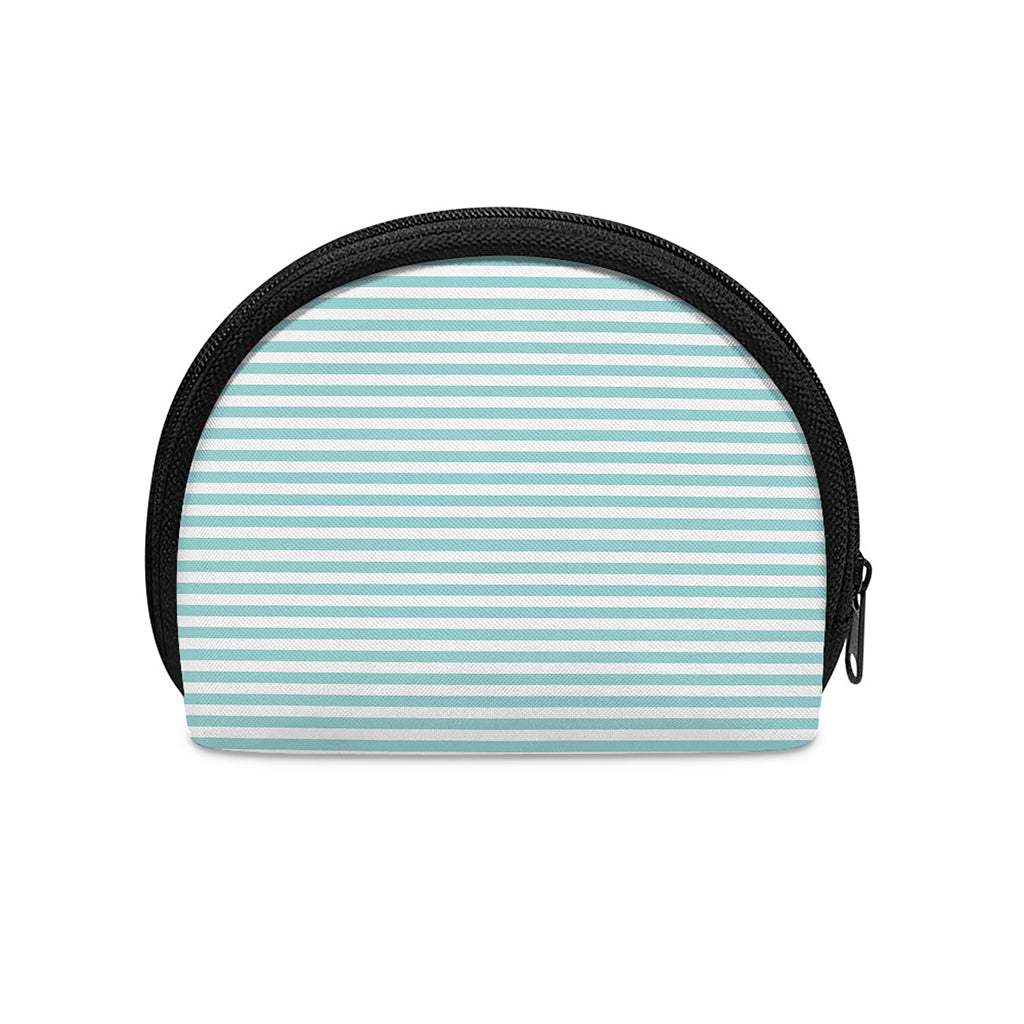 White And Cyan Striped Pattern Print Coin Purse