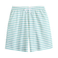 White And Cyan Striped Pattern Print Cotton Shorts