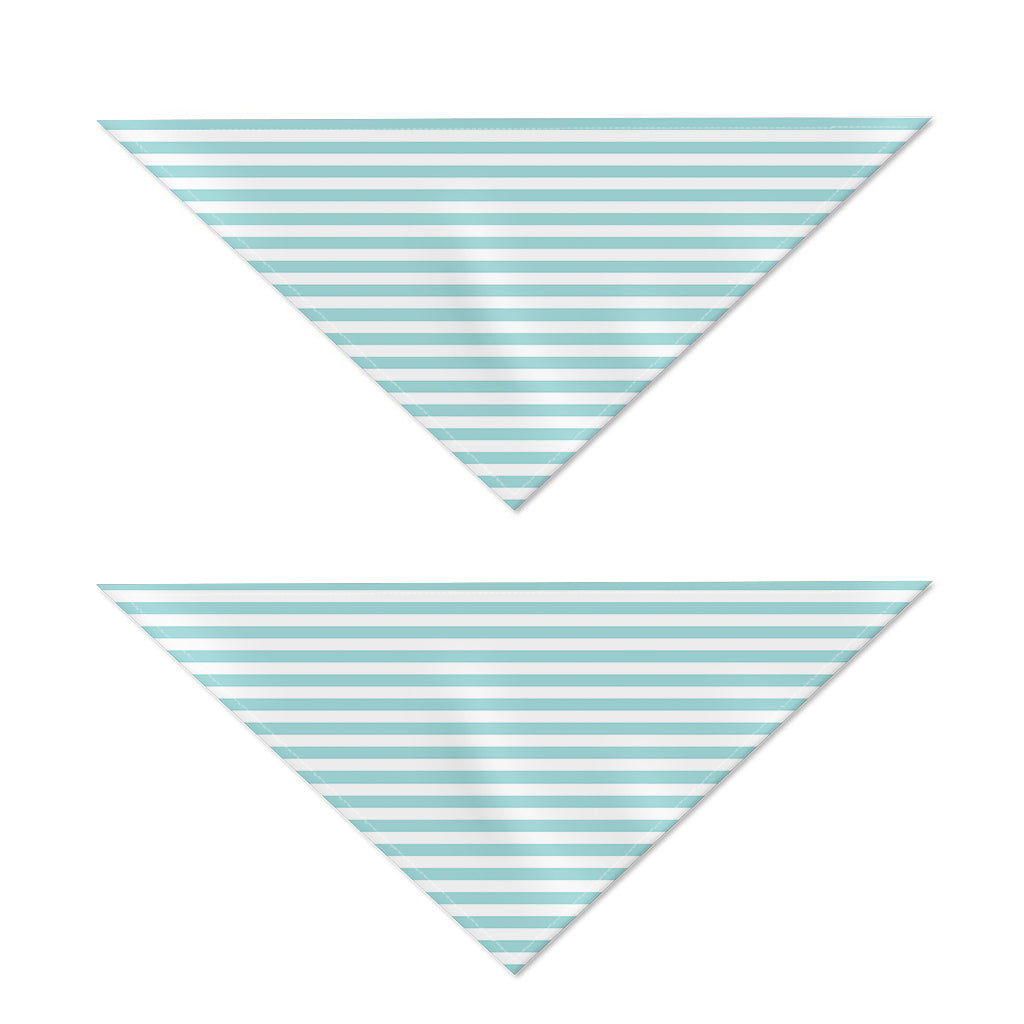 White And Cyan Striped Pattern Print Dog Bandana
