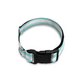 White And Cyan Striped Pattern Print Dog Collar