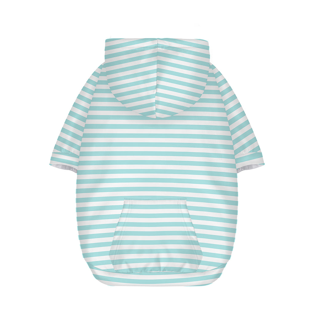 White And Cyan Striped Pattern Print Dog Zip Up Hoodie
