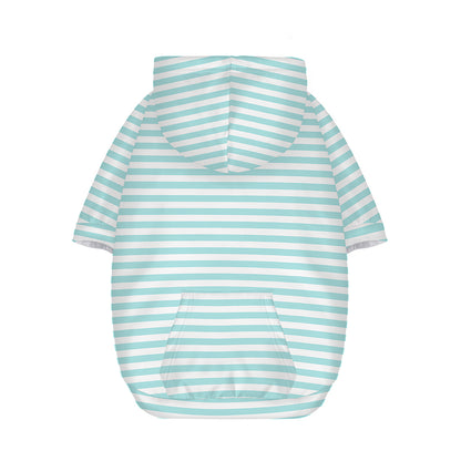 White And Cyan Striped Pattern Print Dog Zip Up Hoodie