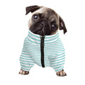 White And Cyan Striped Pattern Print Dog Zip Up Jacket