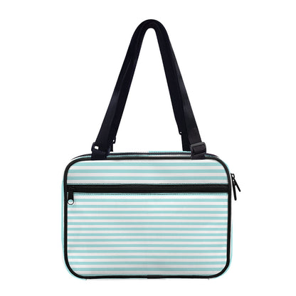 White And Cyan Striped Pattern Print Double Strap Bible Bag