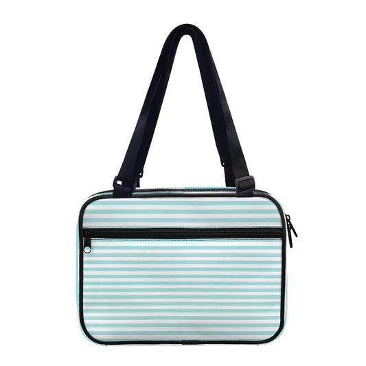 White And Cyan Striped Pattern Print Double Strap Bible Bag