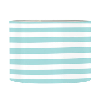 White And Cyan Striped Pattern Print Drum Lamp Shade