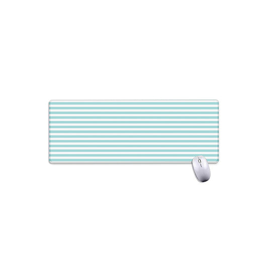 White And Cyan Striped Pattern Print Extended Mouse Pad