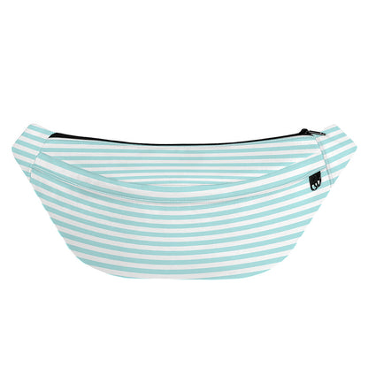 White And Cyan Striped Pattern Print Fanny Pack