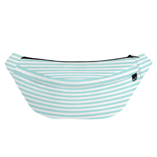 White And Cyan Striped Pattern Print Fanny Pack