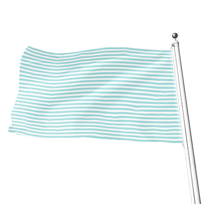 White And Cyan Striped Pattern Print Flag